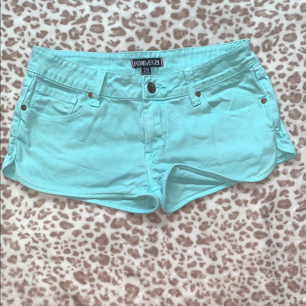 Forever 21 Green Jean Shorts Casual Summer Style